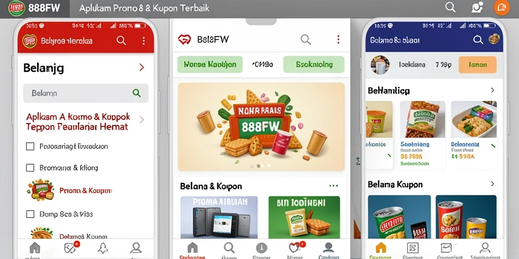 Antarmuka aplikasi 888FW yang memudahkan pencarian kupon.
