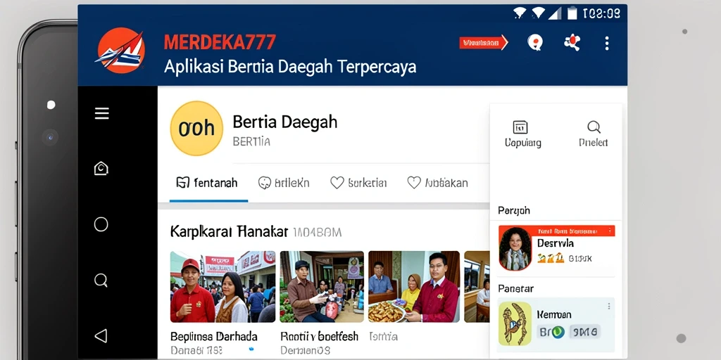 Tampilan antarmuka aplikasi MERDEKA777 yang modern dan informatif.
