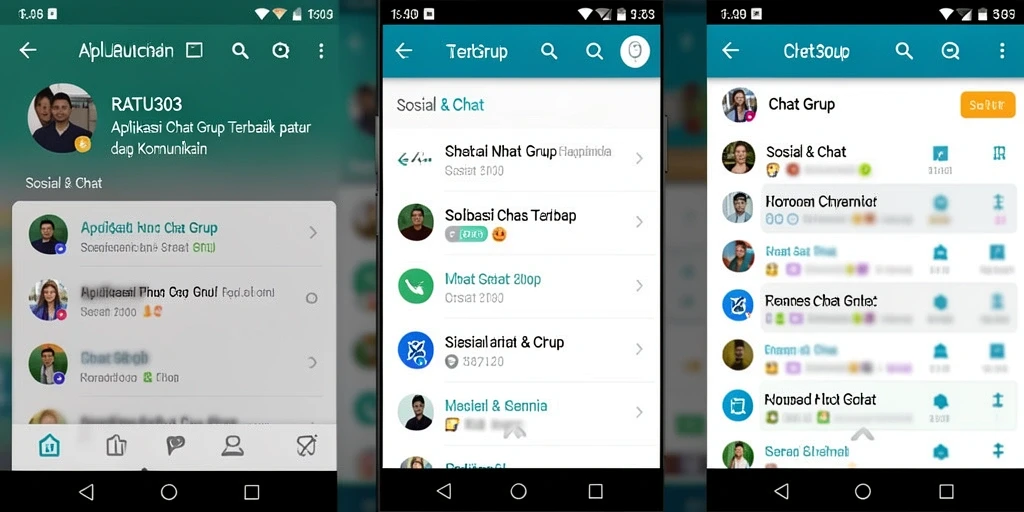 Antarmuka aplikasi RATU303 yang modern dan fungsional untuk Chat Grup.