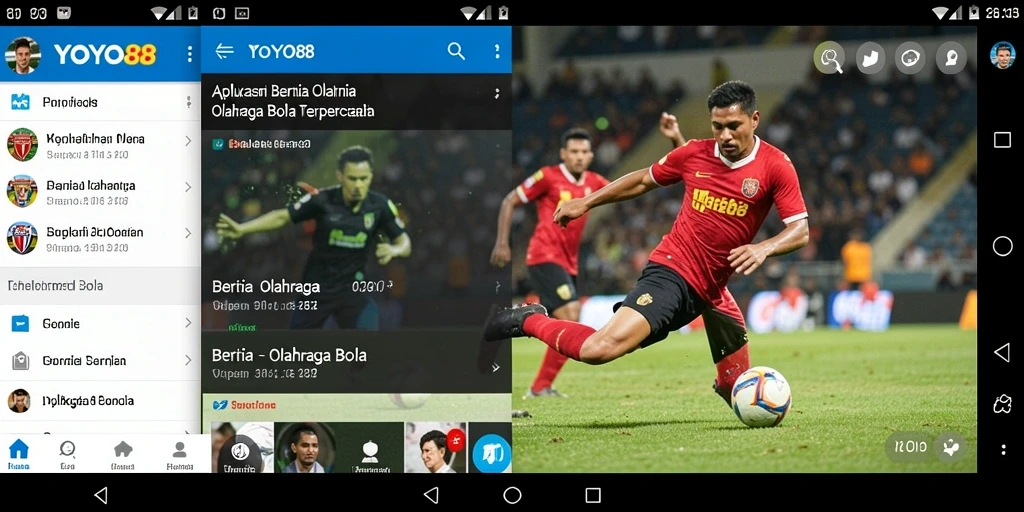 Antarmuka aplikasi YOYO88 menampilkan informasi olahraga bola terbaru.