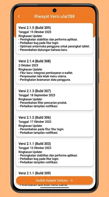 Riwayat Versi APK Ular288 untuk Pengguna Android